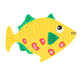 cute cartoon fish. Yellow fish illustration
