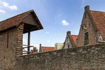 Fototapeta na wymiar Old city wall of the medieval Hanseatic city of Harderwijk, Netherlands.