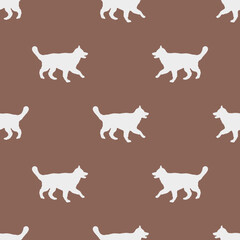 Seamless pattern. Running longhaired german shepherd dog puppy. Dog silhouette. Endless texture. Design for wallpaper, fabric, decor, design. Vector illustration.