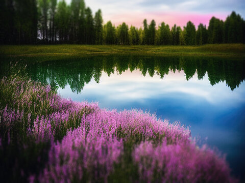 Breathtaking reflections in a lake somewhere in Scandinavia, generated by A.I. © ArtificialWorld
