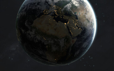 3D illustration of Earth planet. 5K realistic science fiction art. Elements of image provided by Nasa