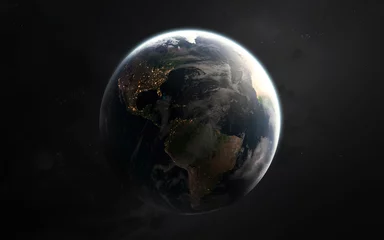 Crédence de cuisine en verre imprimé Pleine Lune arbre 3D illustration of Earth planet. 5K realistic science fiction art. Elements of image provided by Nasa