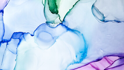 Alcohol ink. White Effect. Green Marble Texture.