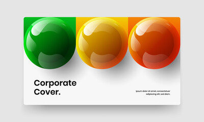 Minimalistic 3D balls pamphlet concept. Vivid brochure design vector illustration.