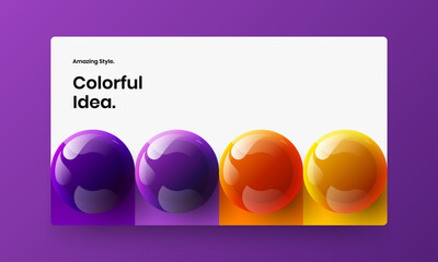 Colorful realistic spheres poster layout. Creative site screen vector design template.