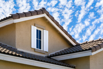 Fototapeta na wymiar Single family house attic window, Menifee, California, USA