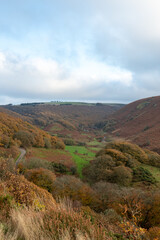 Landscape photo of the circular walk at Robbers bridge in Somerset in autumn