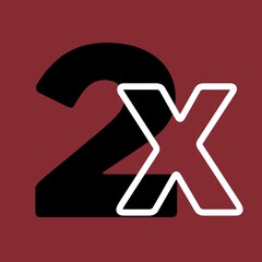 2x letter isolated on a collared background