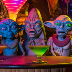 Sci-fi cantina with aliens