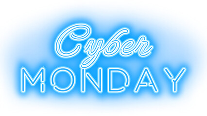 Cyber Monday neon lettering illustration on transparent background - 549536146