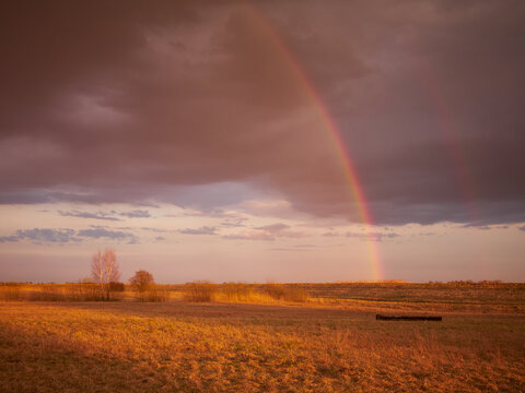 Rainbow sunset. Rainbow after a storm. Rainbow afternoon. © Grzegorz