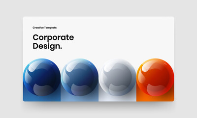 Vivid realistic spheres pamphlet template. Fresh corporate cover vector design illustration.