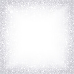 White silver glitter sparkle winter Christmas background border or diamond wedding anniversary birthday bling snow frame - obrazy, fototapety, plakaty