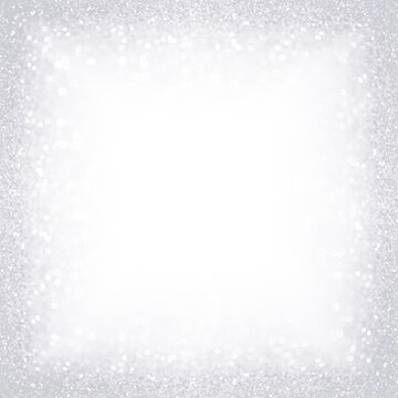 White silver glitter sparkle winter Christmas background border or diamond wedding anniversary birthday bling snow frame