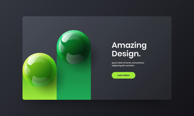 Vivid realistic spheres booklet template. Modern site vector design illustration.