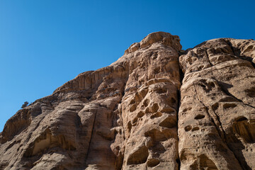 Petra, Jordan, Arabian desert, a dystopian martian landscape with unique rock formations, valleys...