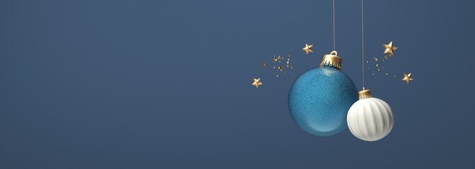 Christmas baubles with small stars - 3D render