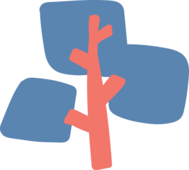 Blue Pink Abstract Tree, Plant Illustration