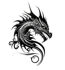 Fototapeta premium A black and white dragon tattoo design on a white background