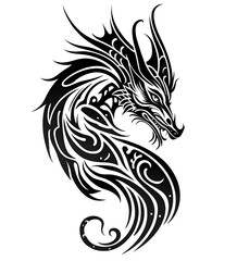 Fototapeta premium A black and white dragon tattoo design on a white background