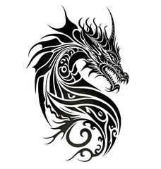 Fototapeta premium A black and white dragon tattoo design on a white background