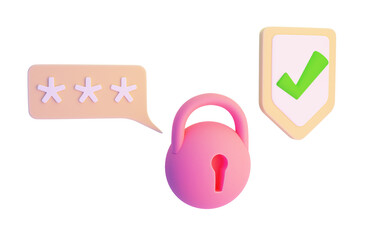 Bill payment transaction on 3d smartphone Pay money with mobile phone banking online payments concept Secure icon 2fa two steps authentication password 3D rendering illustration