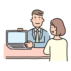ビジネス_人物_男性_スーツ_画面を見せて説明_若い女性