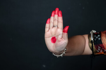 Close up of Hand gestures of an Odissi dancer. Indian classical dance forms. hand mudras.