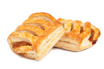 Puff oastry cookies fresh bakery shack isolated on the white background