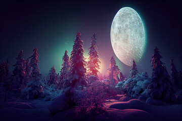 Fototapeta premium Winter magical forest background