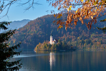 Pilgrimage Church of the Assumption of Maria on the Bled island in Slovenia