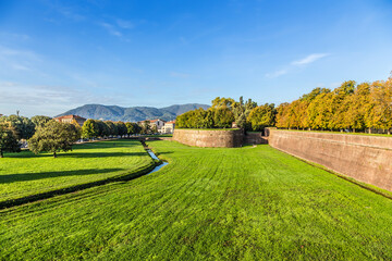 Lucca, Italy. City fortress wall, XI - XIV centuries