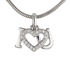 elegant silver pendant on a chain on a transporent background in the form of a heart
