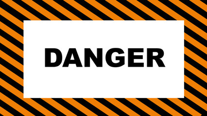 text danger and hazard stripes orange and black background