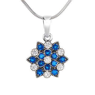 elegant silver pendant on a chain on a transporent  background
