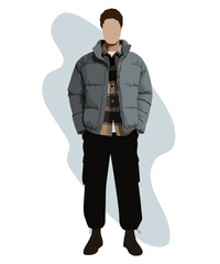Stylish man. Cartoon male characters. Men in fashion clothes. Flat style vector illustration.