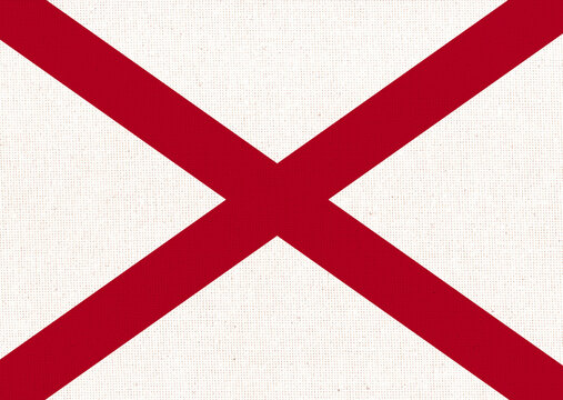 Flag of American state Alabama. Symbol of Alabama. Fabric Texture