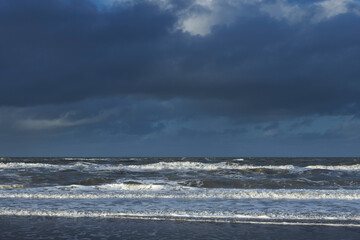 coast, north sea, beach, clouds, callantsoog, netherlands, waves, 