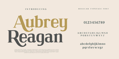 Elegant and modern serif alphabet font uppercase and number fonts victorian typeface 