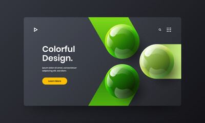 Colorful poster design vector concept. Original realistic spheres catalog cover layout.