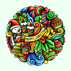 Merry Christmas Doodle Vector Template Element Design Illustration