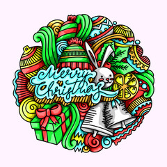 Fototapeta premium Merry Christmas Doodle Vector Design Illustrations