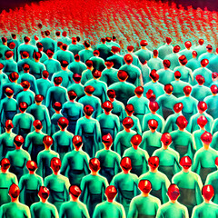 Obraz premium Midjourney abstract render of a group of mockup people