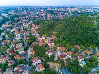 Fototapeta premium Town of Plovdiv in Bulgaria in valley of Rhodope mountains