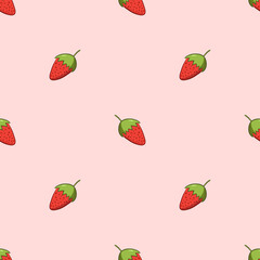 Seamless vector pattern with strawberries