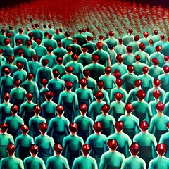 Fototapeta premium Midjourney abstract render of a group of mockup people