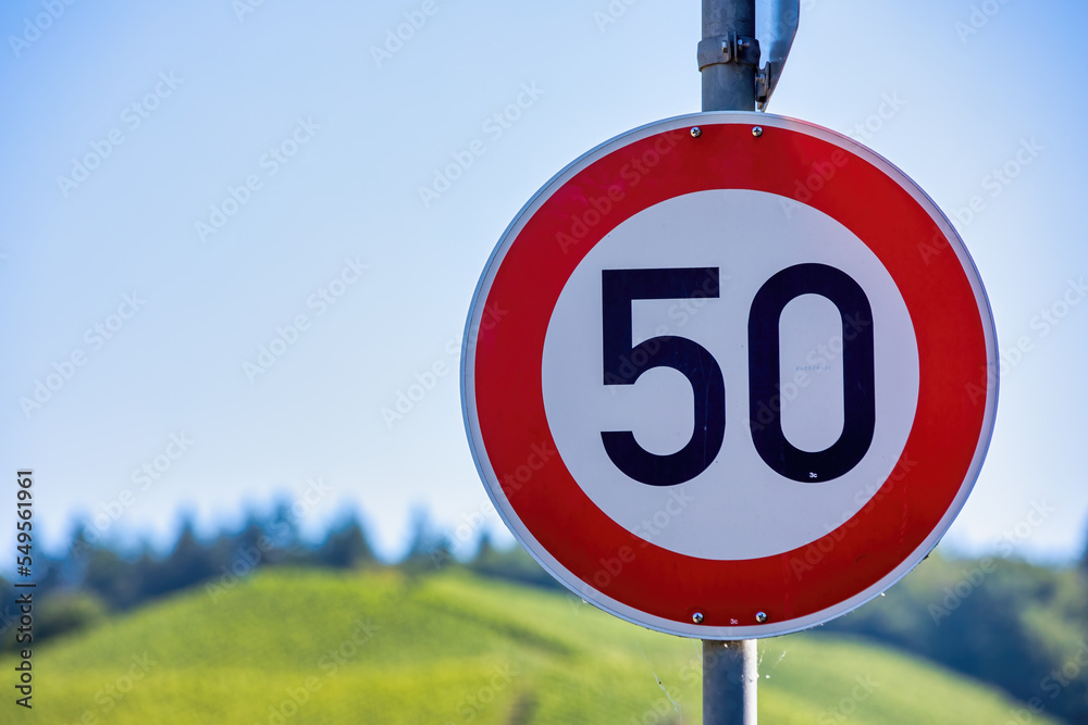 Wall mural road sign: 50 maximum allowed speed