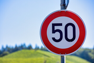 Road Sign: 50 Maximum allowed speed