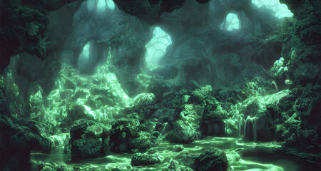 Fototapeta premium Digital Illustration Jade Garden