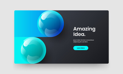 Original 3D spheres flyer template. Bright journal cover design vector illustration.